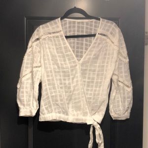 LUSH Ladies 3/4 sleeve semi wrap cream blouse